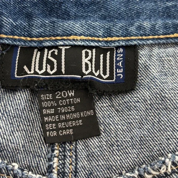 Vintage Patchwork Denim Maxi Skirt Womens 20W Star Stud Blue Front Slit Frayed - Picture 3 of 9